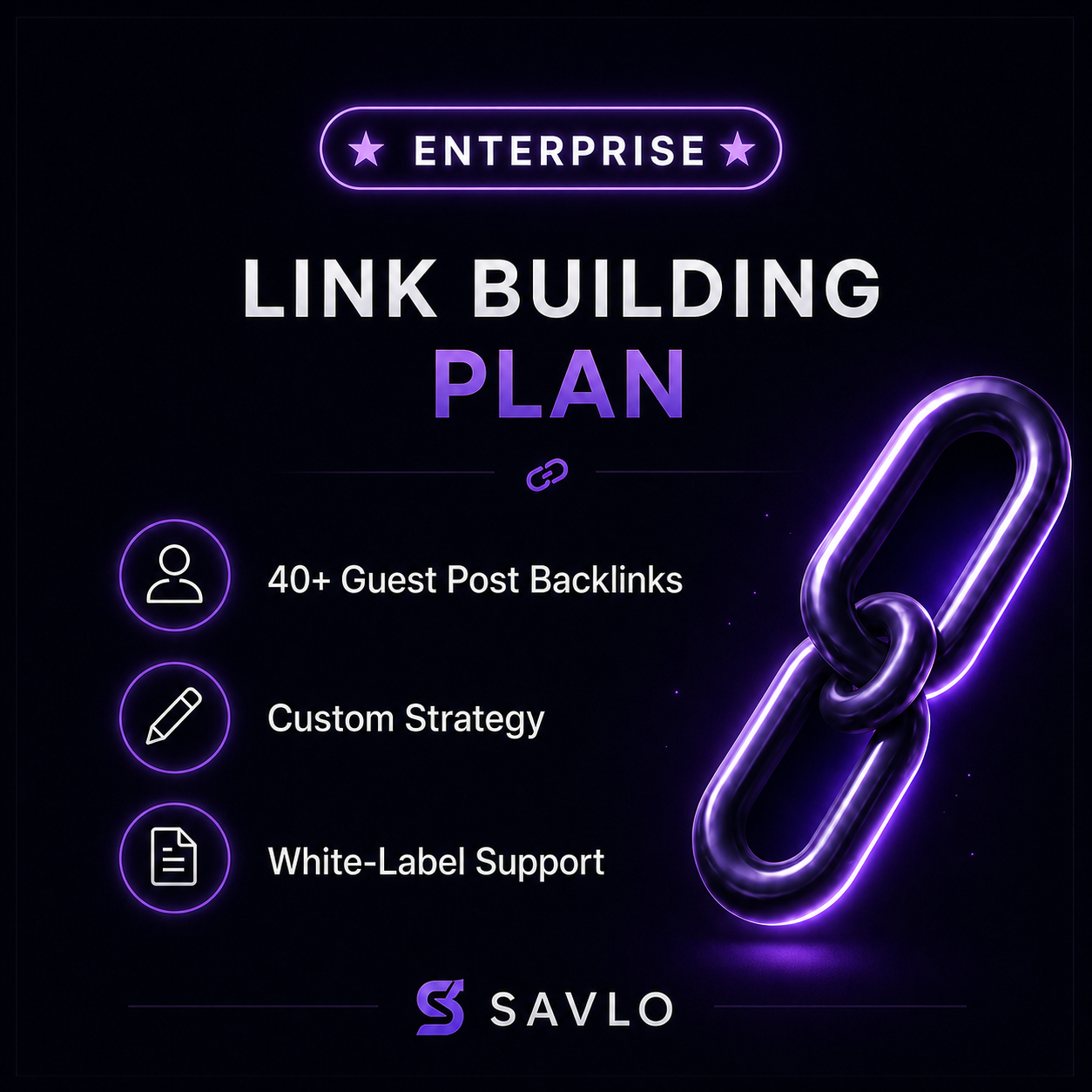 Enterprise link building plan with 40 plus guest post backlinks, custom strategy and white-label support