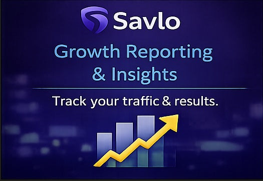 Monthly website growth reporting and insights service showing SEO progress, traffic performance, and conversion trends.
