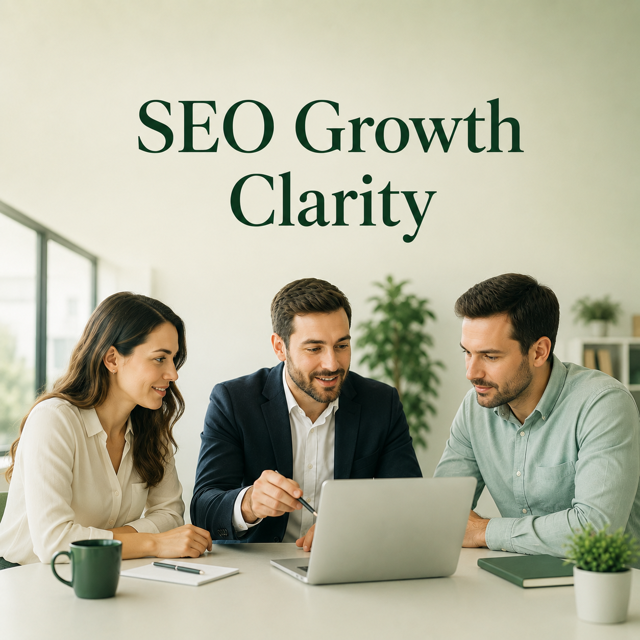 SEO Growth Clarity Plan banner showing business owners receiving clear SEO advice before investing
