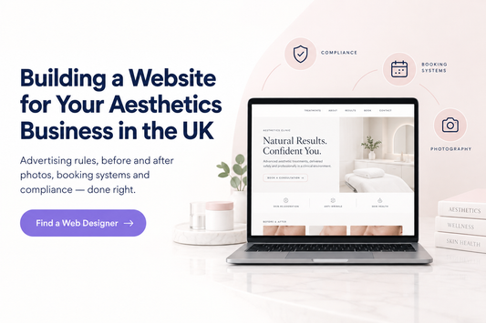How to build a compliant website for an aesthetics or skin treatment business in the UK — advertising rules, booking systems and before and after photo guidance from Savlo.