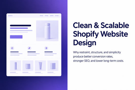 Clean and scalable Shopify website design from Savlo. Restraint, structure, and simplicity producing better conversion rates, stronger SEO, and lower long-term costs.