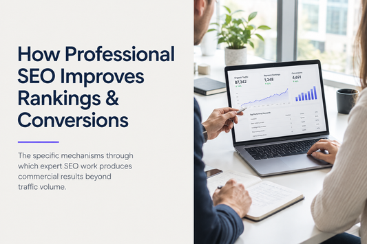 How professional website SEO improves rankings and conversions - the specific mechanisms through which expert SEO work produces commercial results beyond traffic volume, from Savlo.