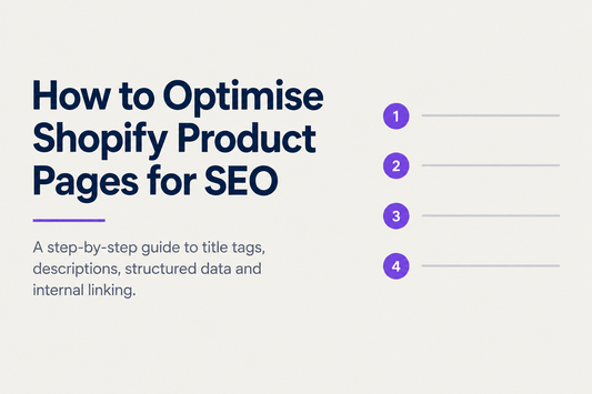 How to optimise Shopify product pages for SEO - a step-by-step guide to title tags, descriptions, structured data and internal linking, from Savlo.