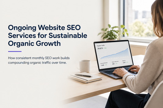 Ongoing website SEO services for sustainable organic growth - how consistent monthly SEO work builds compounding organic traffic over time, from Savlo.