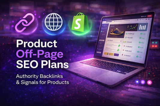 Product off-page SEO plans showcasing authority backlinks and ranking signals for ecommerce product pages