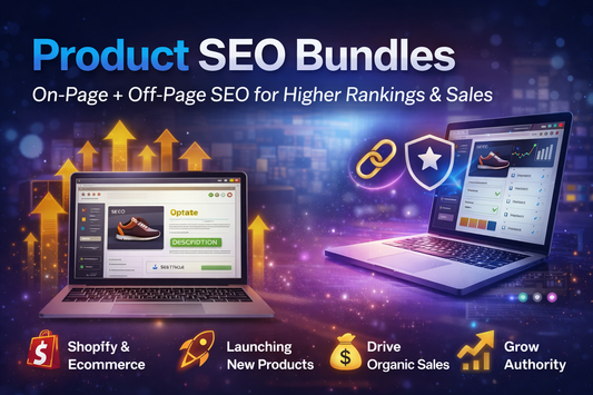 Product SEO bundles combining on-page optimisation and off-page authority to increase ecommerce rankings and sales