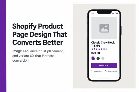Shopify mobile product page showing colour swatches, add to cart button and trust signals - illustrating the design decisions that increase product page conversion, from Savlo.