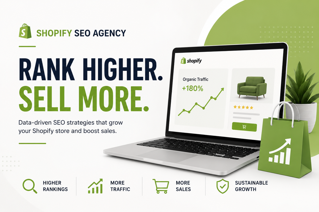 Shopify SEO agency helping online stores rank higher, increase traffic and grow ecommerce sales