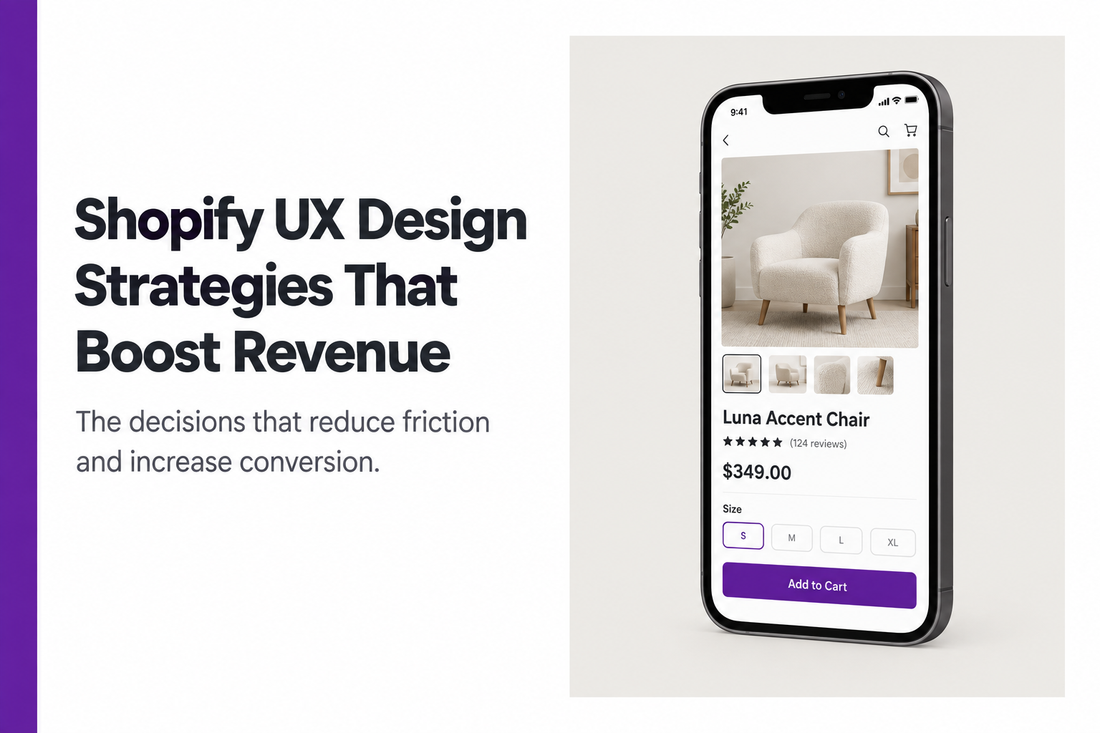 Shopify mobile product page UX showing add to cart button, star ratings and size selector - illustrating conversion-focused Shopify UX design from Savlo.