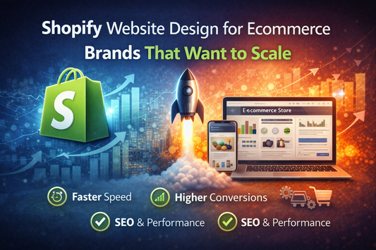 Shopify website design for ecommerce brands that want to scale, showing growth-focused design, faster performance and higher conversions