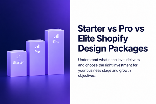 Savlo Shopify website design packages compared - Starter, Pro, and Elite. Understand what each level delivers and choose the right investment for your business stage and growth objectives.
