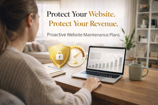 Bold website maintenance banner highlighting protection, speed and performance optimisation to safeguard revenue