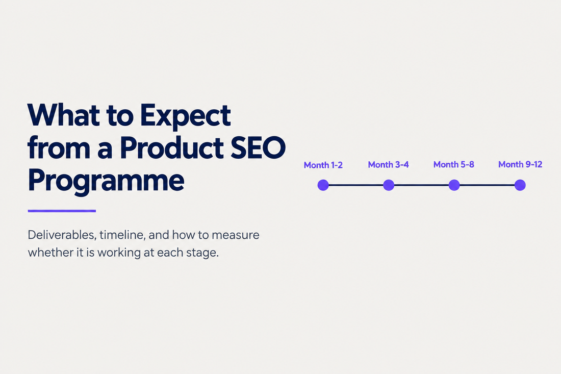 What to expect from a product SEO programme - deliverables, timeline, and how to measure whether it is working at each stage, from Savlo.