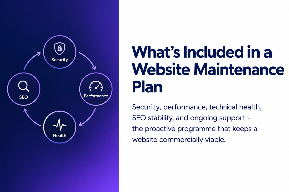 What's included in a professional website maintenance plan from Savlo - security, performance, technical health, and SEO stability to keep your website commercially viable.