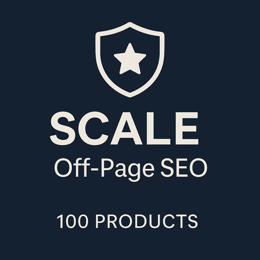 Icon with 'SCALE Off-Page SEO' text on a dark blue background