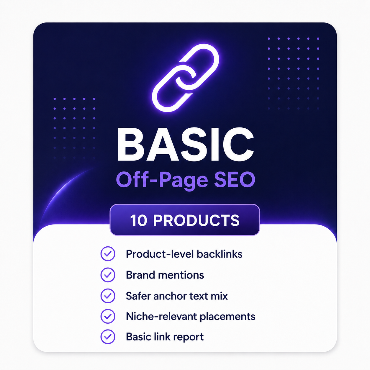 Basic Product Off-Page SEO plan for 10 products with backlinks, brand mentions and manual outreach support