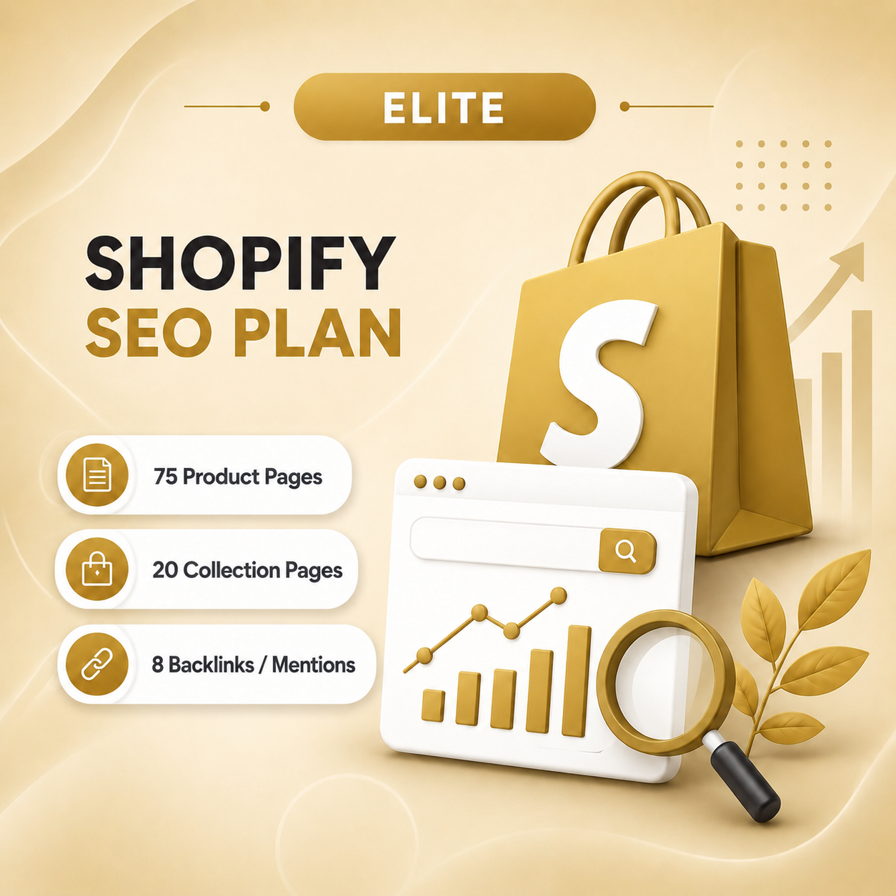 Elite Shopify SEO plan for large Shopify stores with advanced SEO, collection strategy and authority backlinks