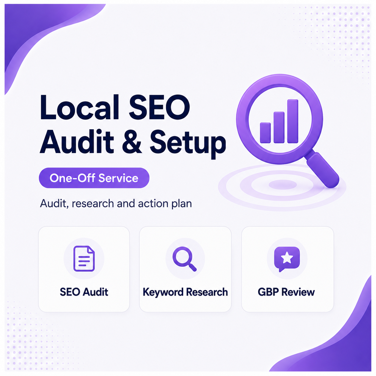 Local SEO Audit and Setup service with SEO audit, keyword research and Google Business Profile review