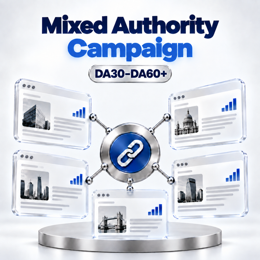 Mixed Authority Guest Post campaign with five DA30 to DA60 placements