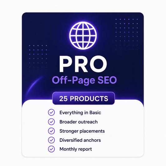 Pro Product Off-Page SEO plan for 25 products with authority links, guest post backlinks and backlink growth