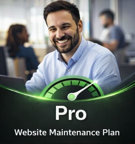 Pro website maintenance plan banner offering performance optimisation and priority support for Shopify sites