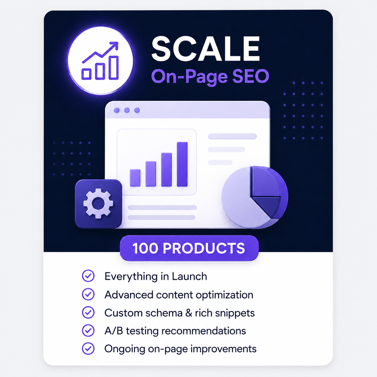 Scale On-Page SEO plan for 100 products with large-store product SEO graphic