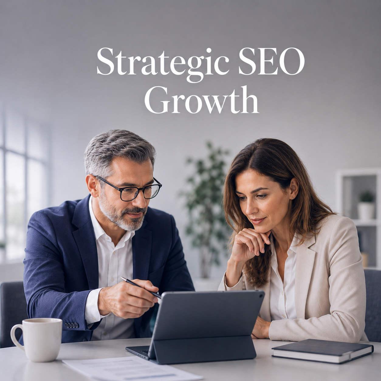 Strategic SEO and ecommerce growth advisory banner showing SEO planning for growing businesses