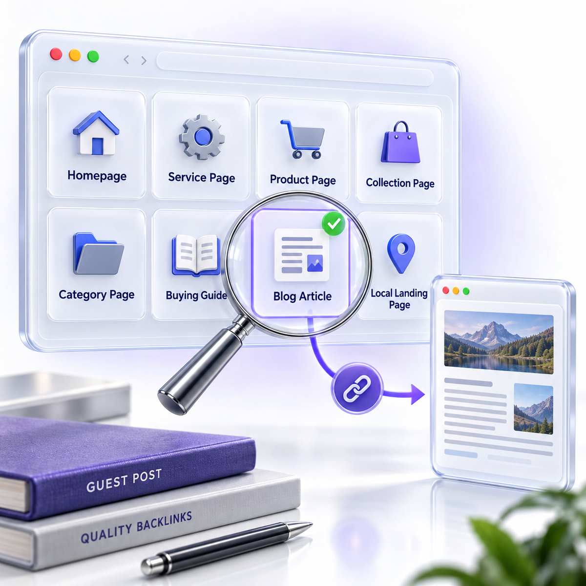 Target-page review for selecting a homepage, service, product, collection, category, guide, blog or local page for guest-post backlinks