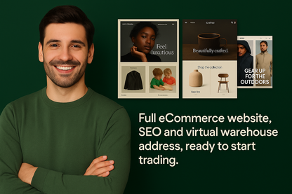 Professional online store layout with embedded virtual warehouse address, ready to start trading and brand trust.