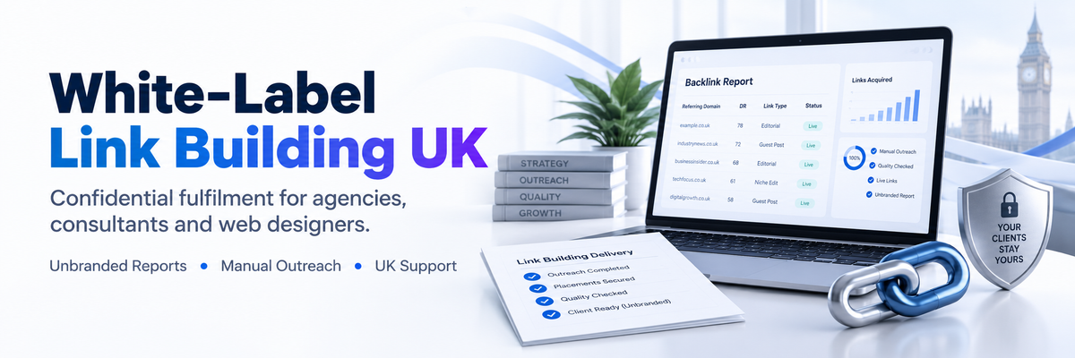 White-label link building UK with unbranded reports, manual outreach and confidential agency support